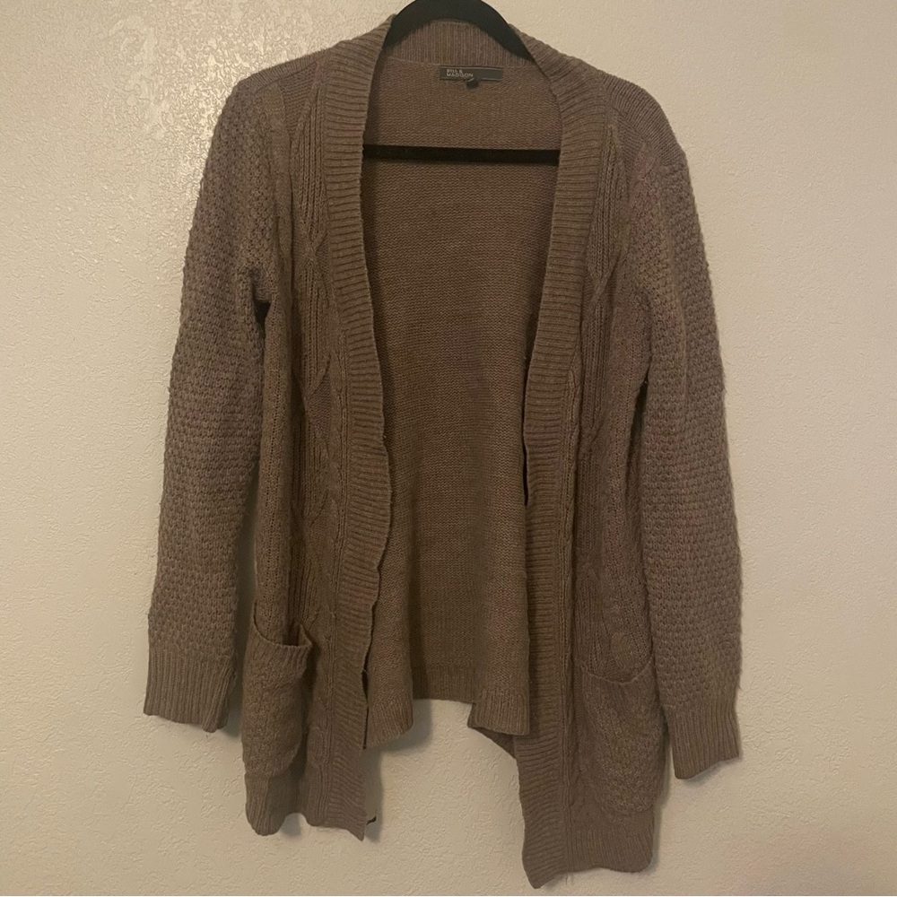 89th & Madison Taupe Open-Front Cardigan